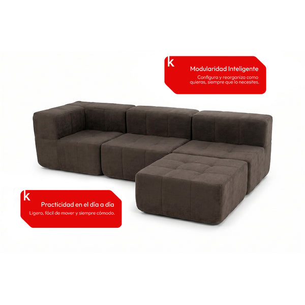 Sofá Modular 4 Piezas 340cm Kappesberg Chocolate