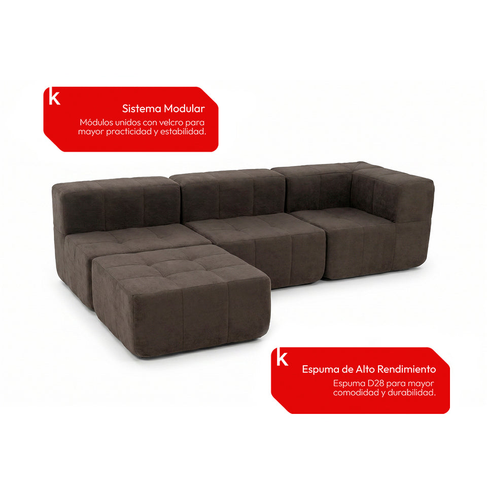 Sofá Modular 4 Piezas 340cm Kappesberg Chocolate
