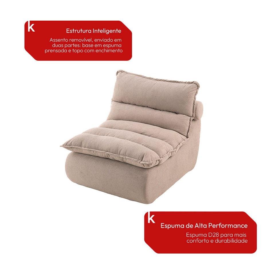 Sillón con Puff Bouclé Respaldo Regulable Kappesberg Beige