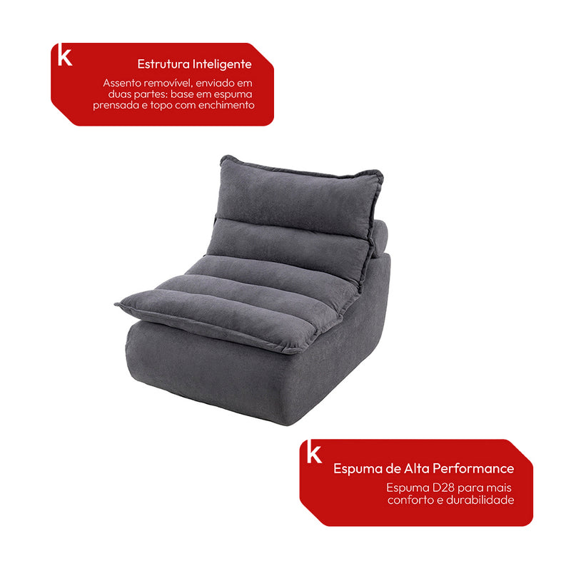 Sillón con Puff Bouclé Respaldo Regulable Kappesberg Gris