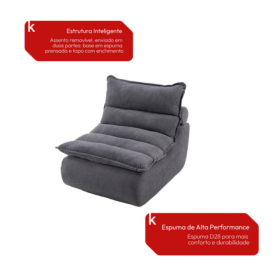 Sillón con Puff Bouclé Respaldo Regulable Kappesberg Gris