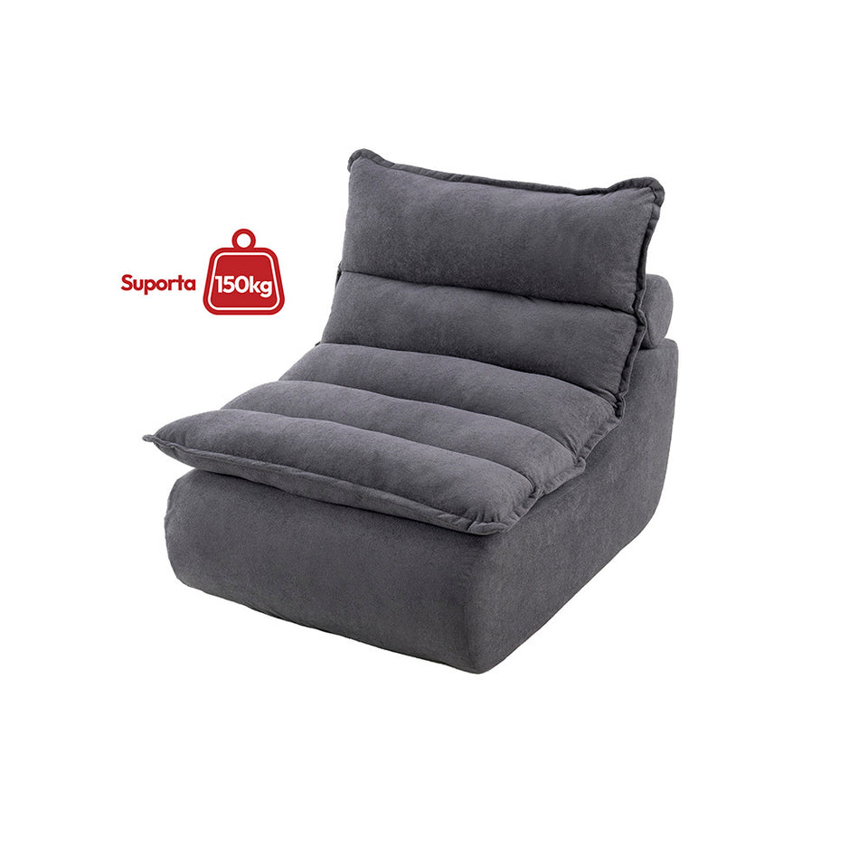 Sillón con Puff Bouclé Respaldo Regulable Kappesberg Gris