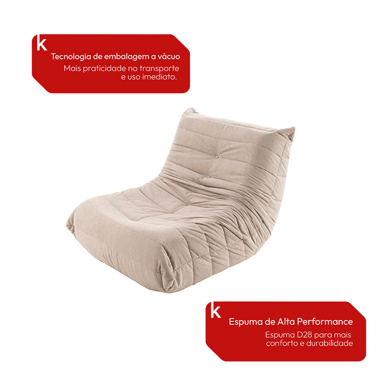 Sillón con Puff Bouclé Respaldo Fijo Kappesberg Beige