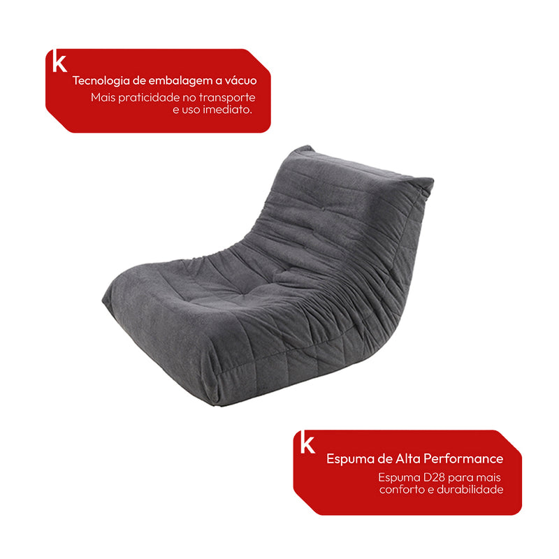 Sillón con Puff Bouclé Respaldo Fijo Kappesberg Gris