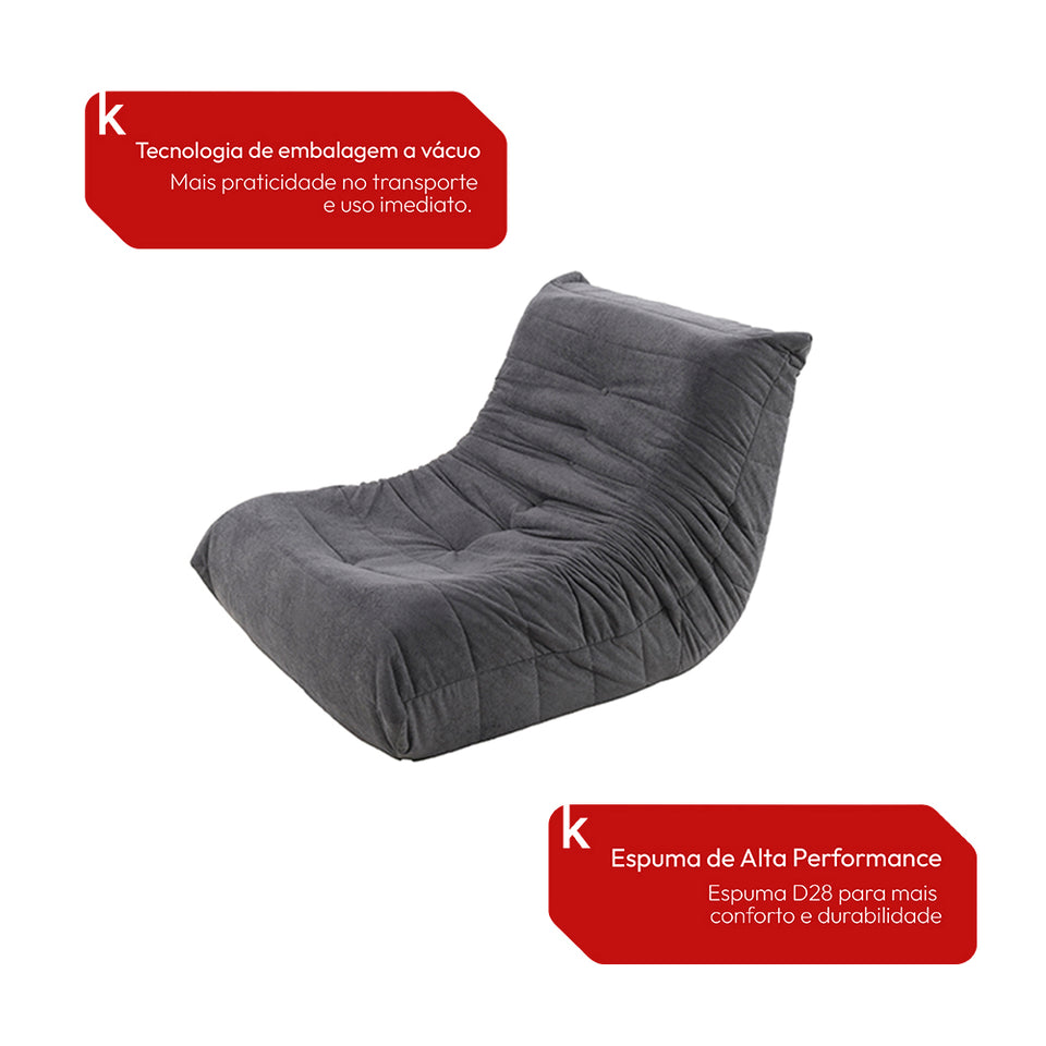 Sillón con Puff Bouclé Respaldo Fijo Kappesberg Gris