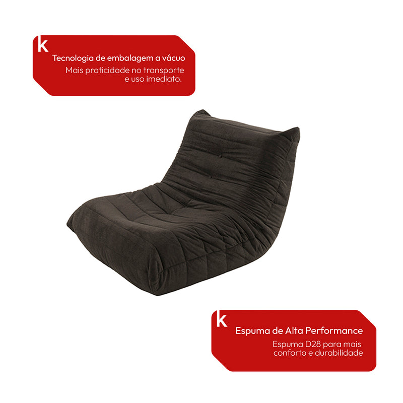 Sillón con Puff Bouclé Respaldo Fijo Kappesberg Chocolate