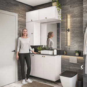 Vanitory Baño Kappesberg 120cm MDF Con Aéreos Blanco