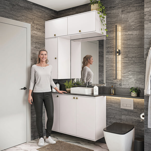 Vanitory Baño Kappesberg 120cm MDF Con Aéreos Blanco