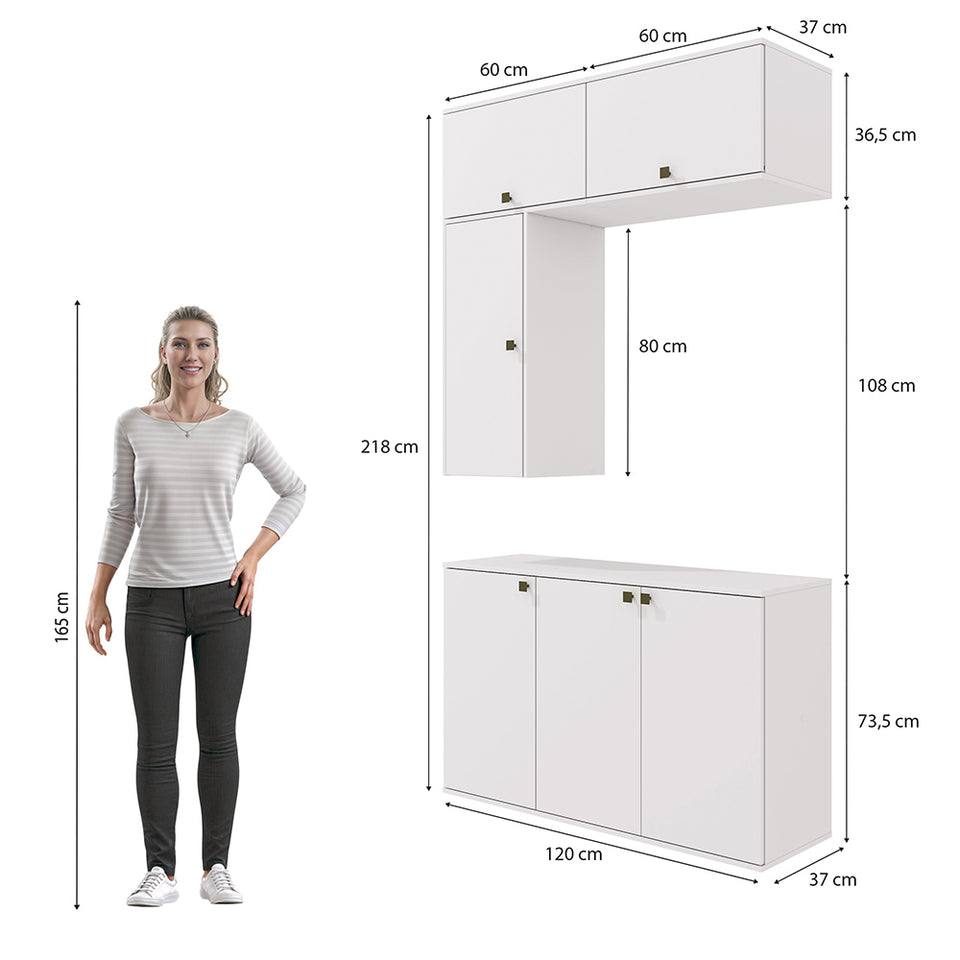 Vanitory Baño Kappesberg 120cm MDF Con Aéreos Blanco