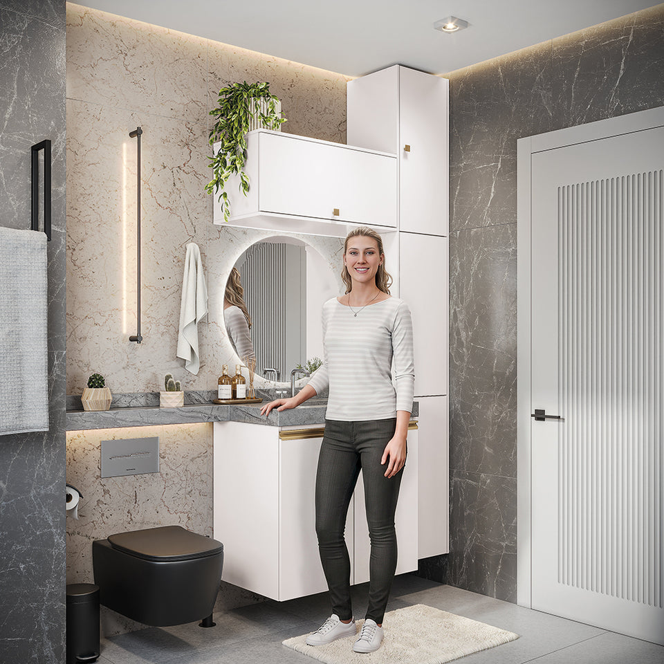 Vanitory Baño Kappesberg 116cm MDF Con Aéreos Blanco