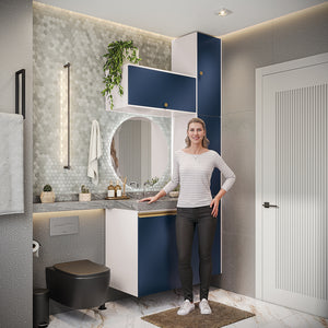 Vanitory Baño Kappesberg 116cm MDF Con Aéreos Blanco y Azul