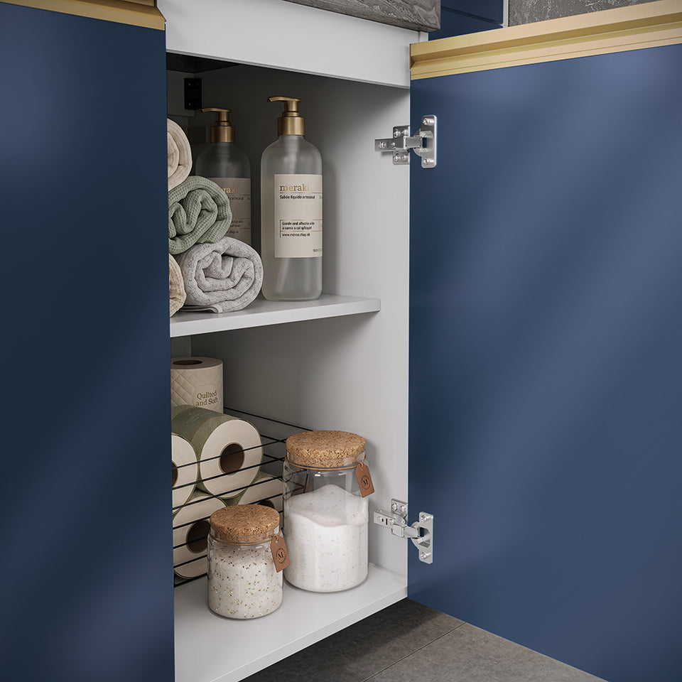 Vanitory Baño Kappesberg 116cm MDF Con Aéreos Blanco y Azul