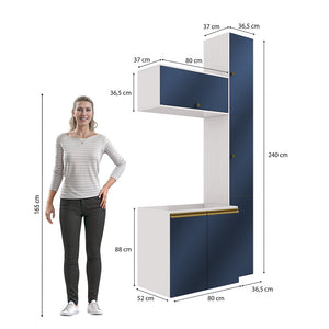 Vanitory Baño Kappesberg 116cm MDF Con Aéreos Blanco y Azul