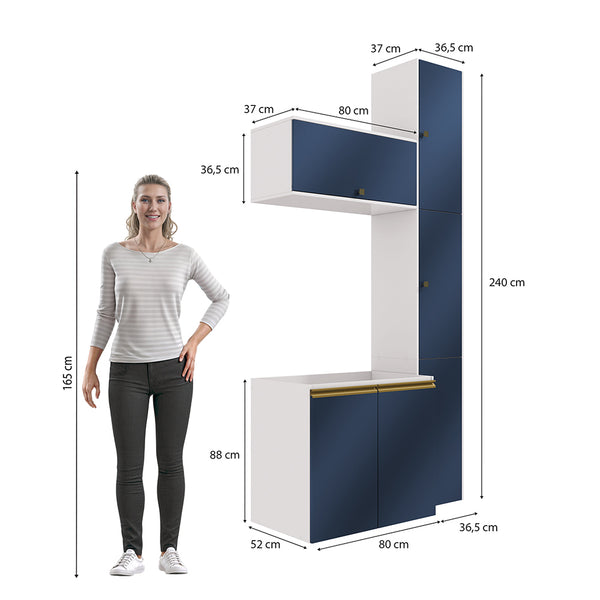 Vanitory Baño Kappesberg 116cm MDF Con Aéreos Blanco y Azul