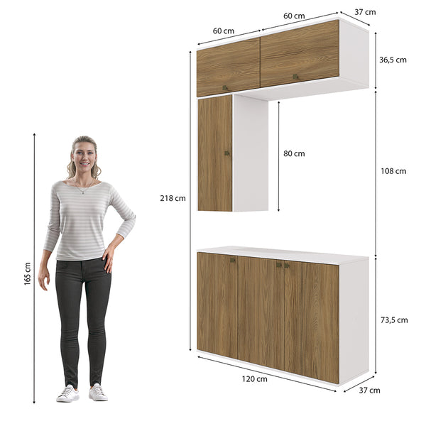 Vanitory Baño Kappesberg 120cm MDF Blanco y Marrón