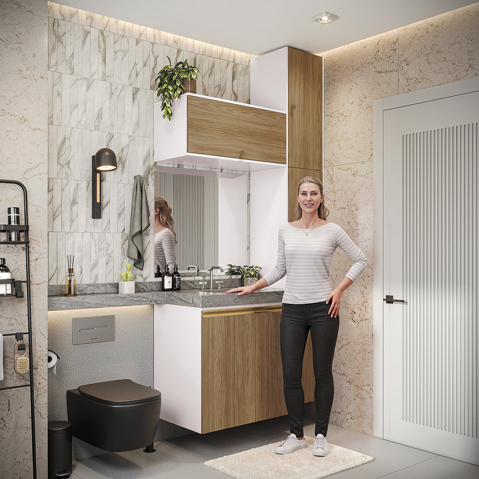 Vanitory Baño Kappesberg 116cm MDF Blanco y Marrón
