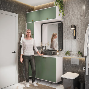Vanitory Baño Kappesberg 120cm MDF Blanco y Verde