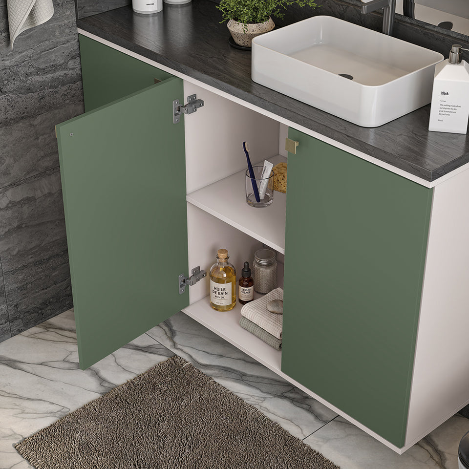 Vanitory Baño Kappesberg 120cm MDF Blanco y Verde