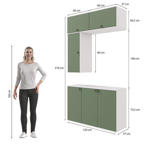 Vanitory Baño Kappesberg 120cm MDF Blanco y Verde