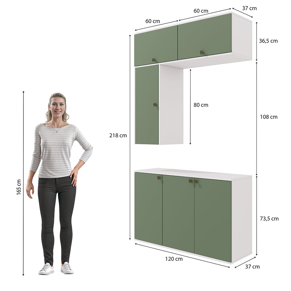 Vanitory Baño Kappesberg 120cm MDF Blanco y Verde