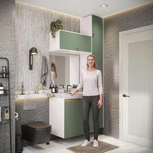 Vanitory Baño Kappesberg 116cm MDF Blanco y Verde