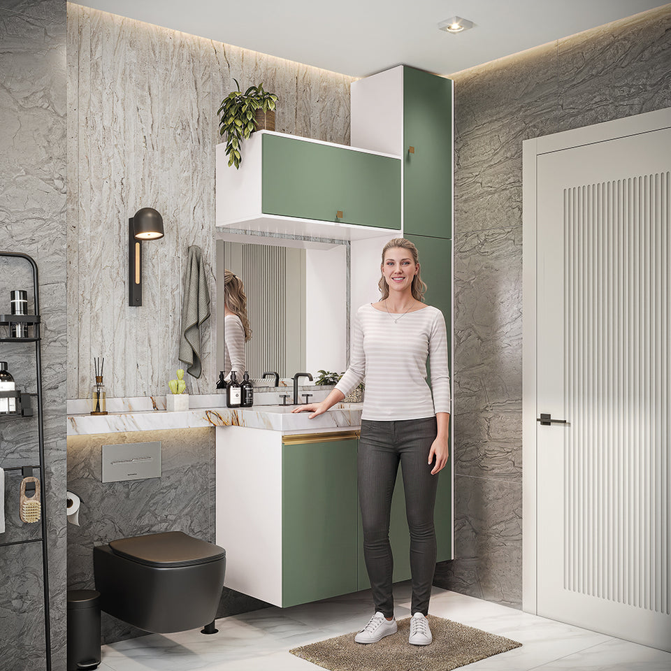 Vanitory Baño Kappesberg 116cm MDF Blanco y Verde