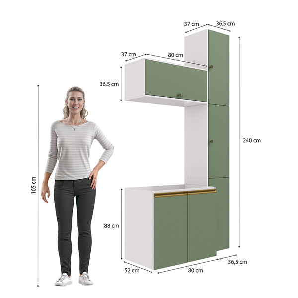 Vanitory Baño Kappesberg 116cm MDF Blanco y Verde