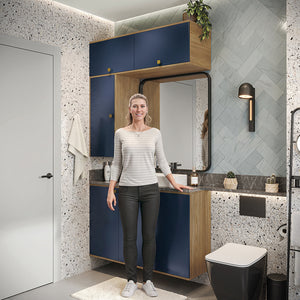 Vanitory Baño Kappesberg 120cm MDF Marrón y Azul