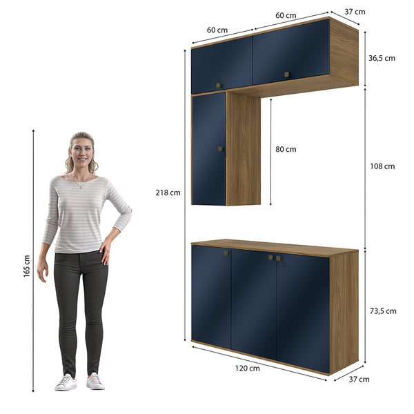 Vanitory Baño Kappesberg 120cm MDF Marrón y Azul