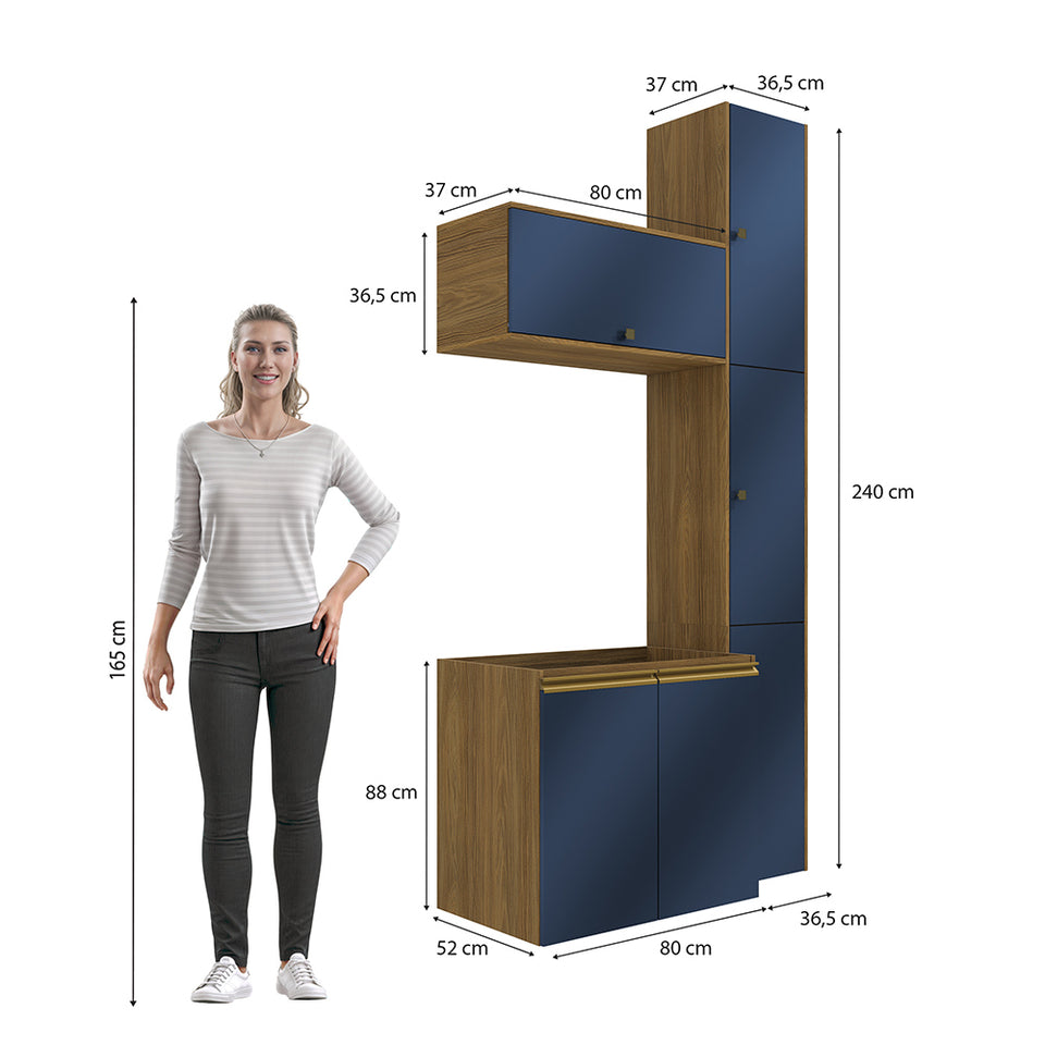 Vanitory Baño Kappesberg 116cm MDF Marrón y Azul
