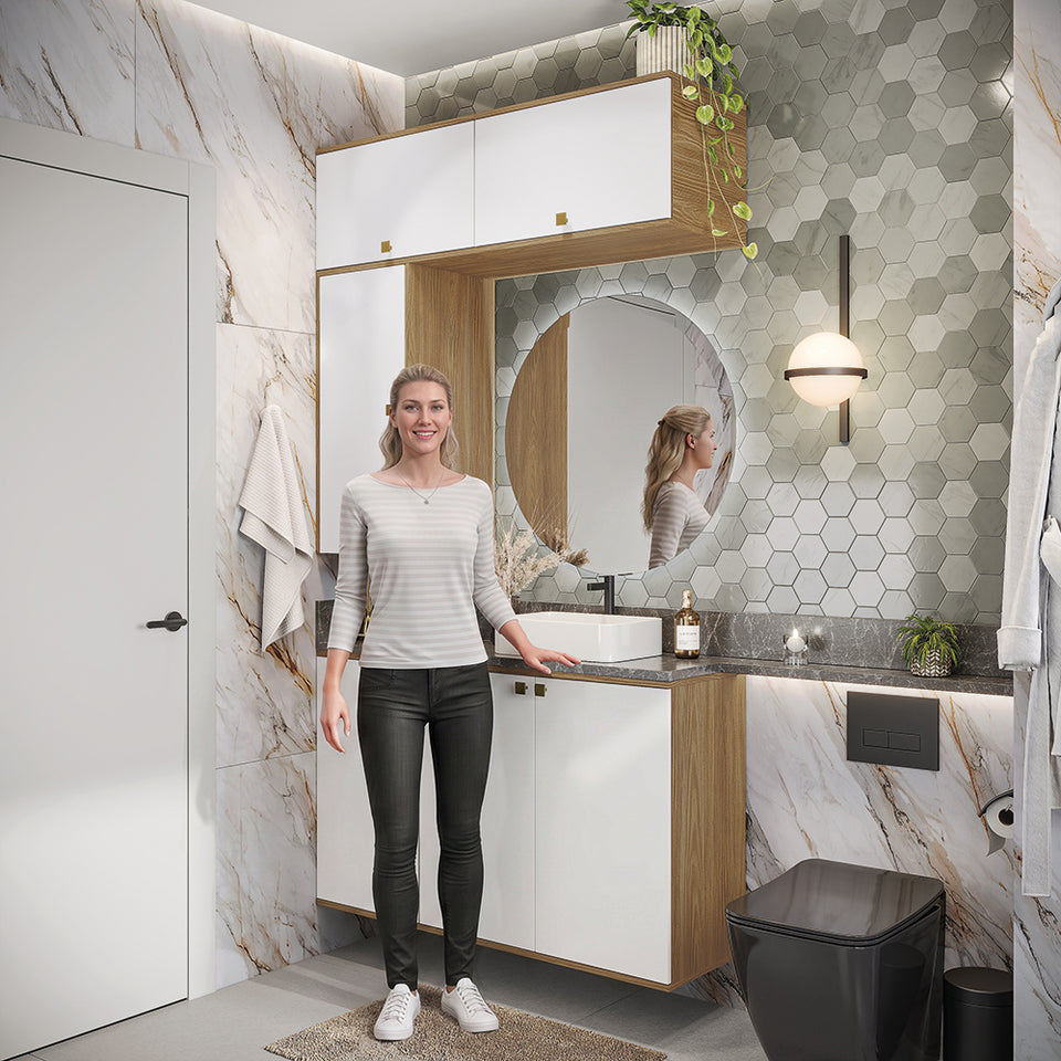 Vanitory Baño Kappesberg 120cm MDF Marrón y Blanco