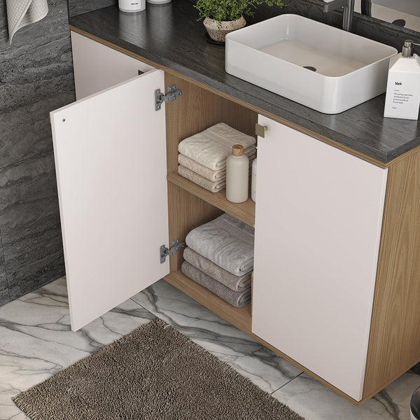 Vanitory Baño Kappesberg 120cm MDF Marrón y Blanco