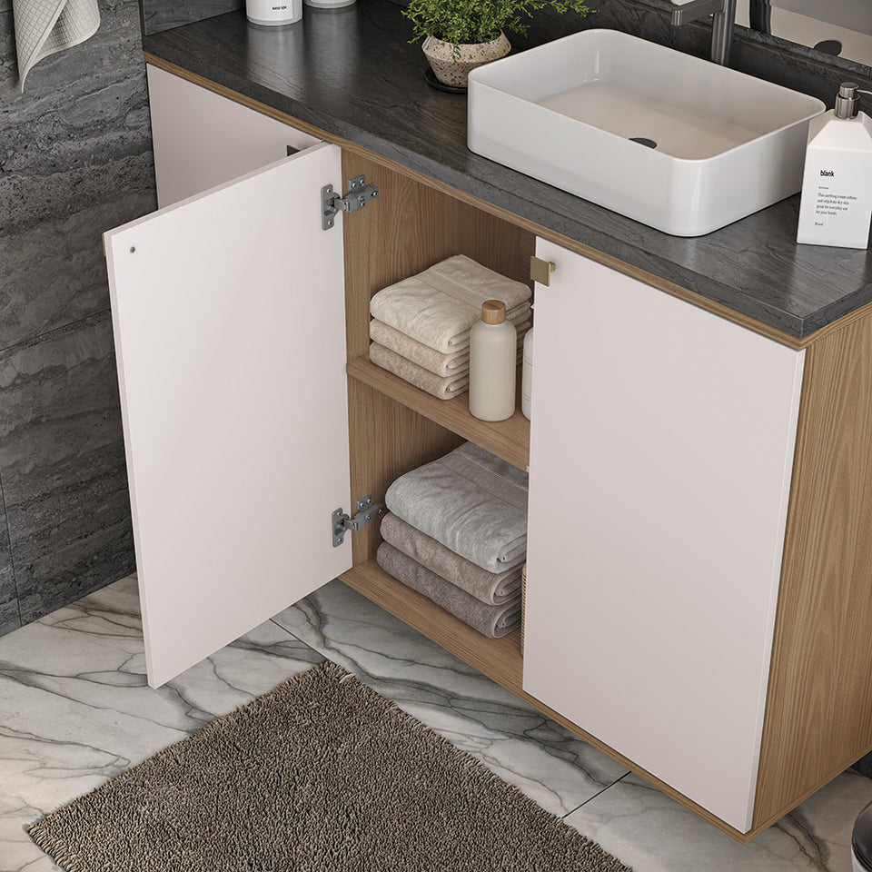 Vanitory Baño Kappesberg 120cm MDF Marrón y Blanco