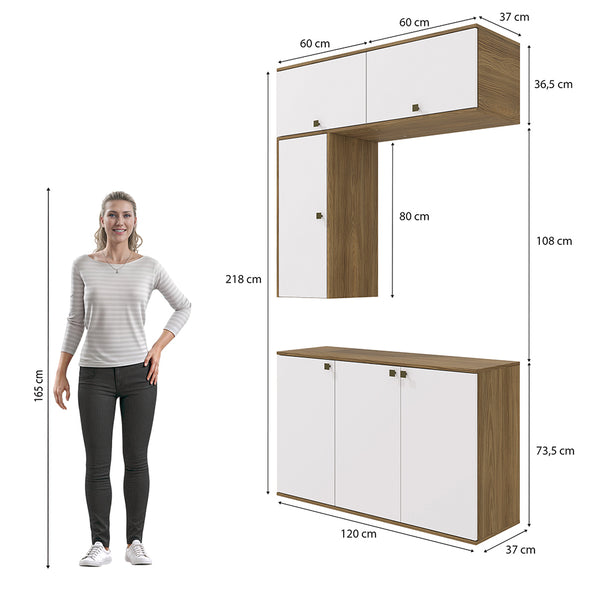 Vanitory Baño Kappesberg 120cm MDF Marrón y Blanco