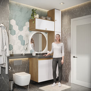 Vanitory Baño Kappesberg 116cm MDF Marrón y Blanco