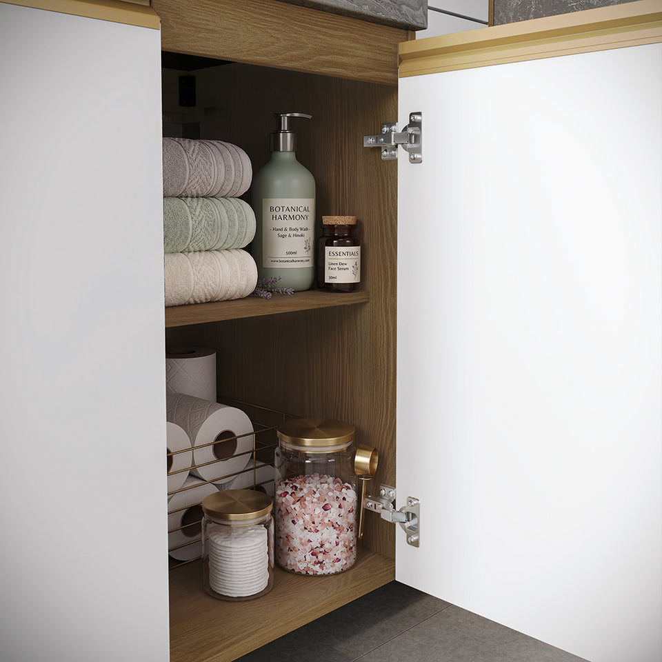 Vanitory Baño Kappesberg 116cm MDF Marrón y Blanco