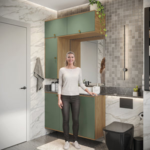 Vanitory Baño Kappesberg 120cm MDF Marrón y Verde
