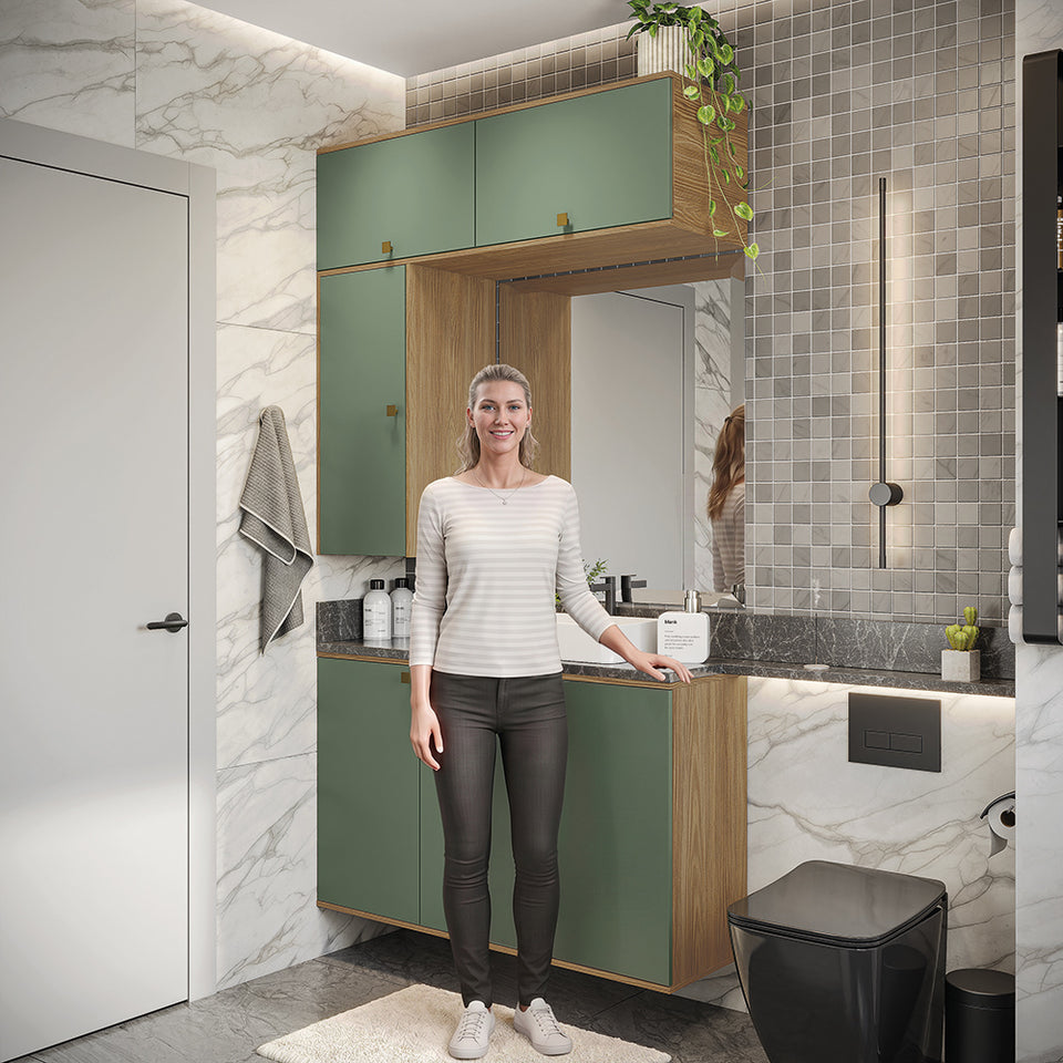 Vanitory Baño Kappesberg 120cm MDF Marrón y Verde