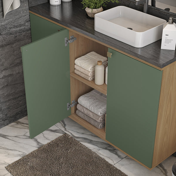 Vanitory Baño Kappesberg 120cm MDF Marrón y Verde