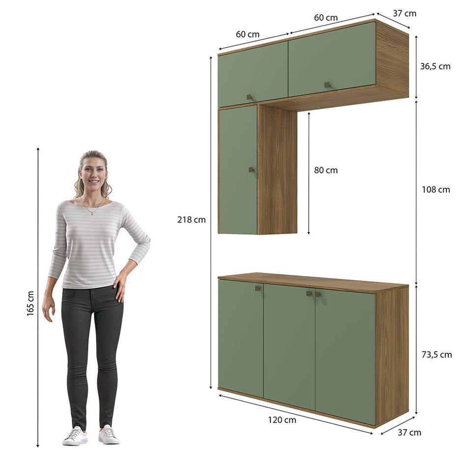 Vanitory Baño Kappesberg 120cm MDF Marrón y Verde
