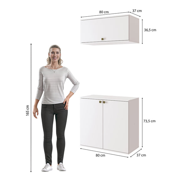 Vanitory Baño Kappesberg 80cm MDF Con Aéreos Blanco