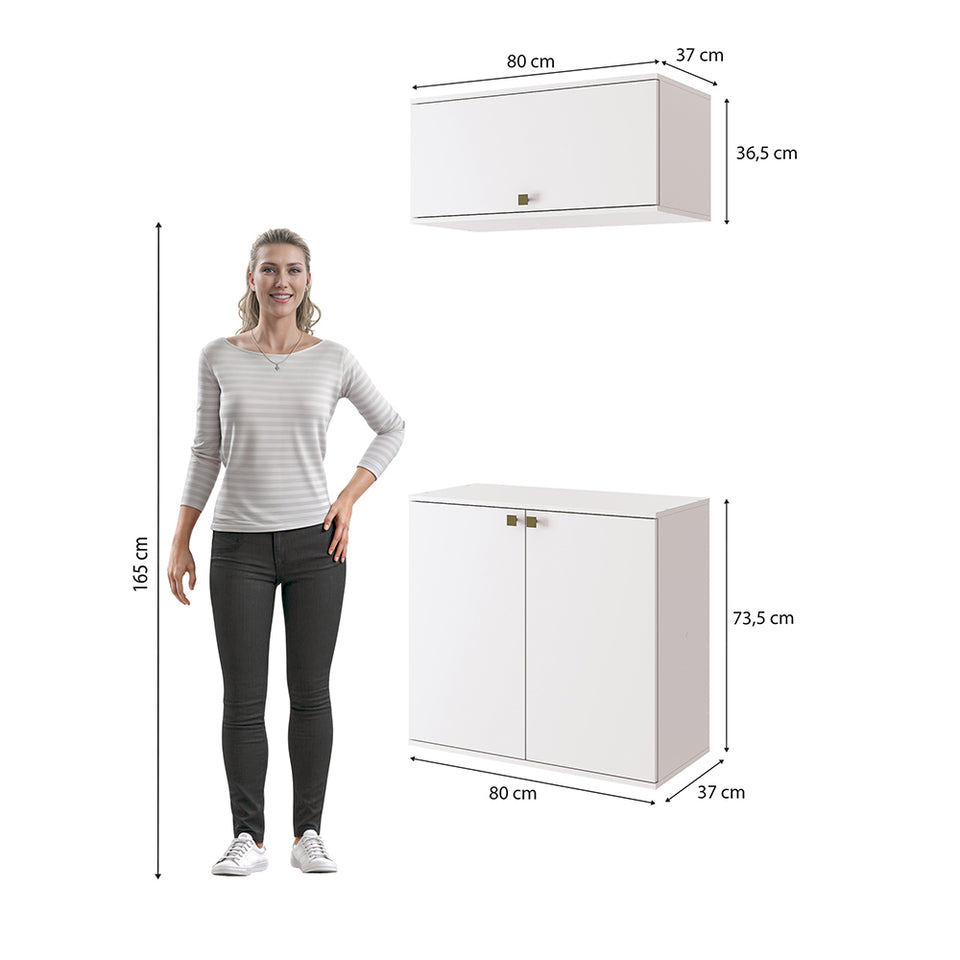 Vanitory Baño Kappesberg 80cm MDF Con Aéreos Blanco