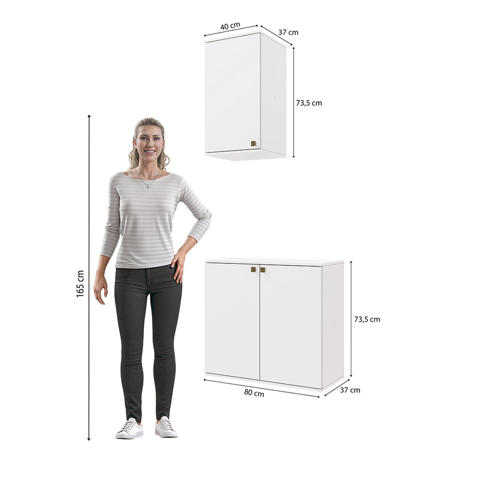 Vanitory Baño Kappesberg 80cm MDF Con Aéreos Blanco