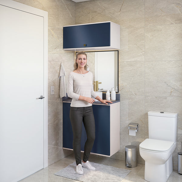 Vanitory Baño Kappesberg 80cm MDF Blanco y Azul