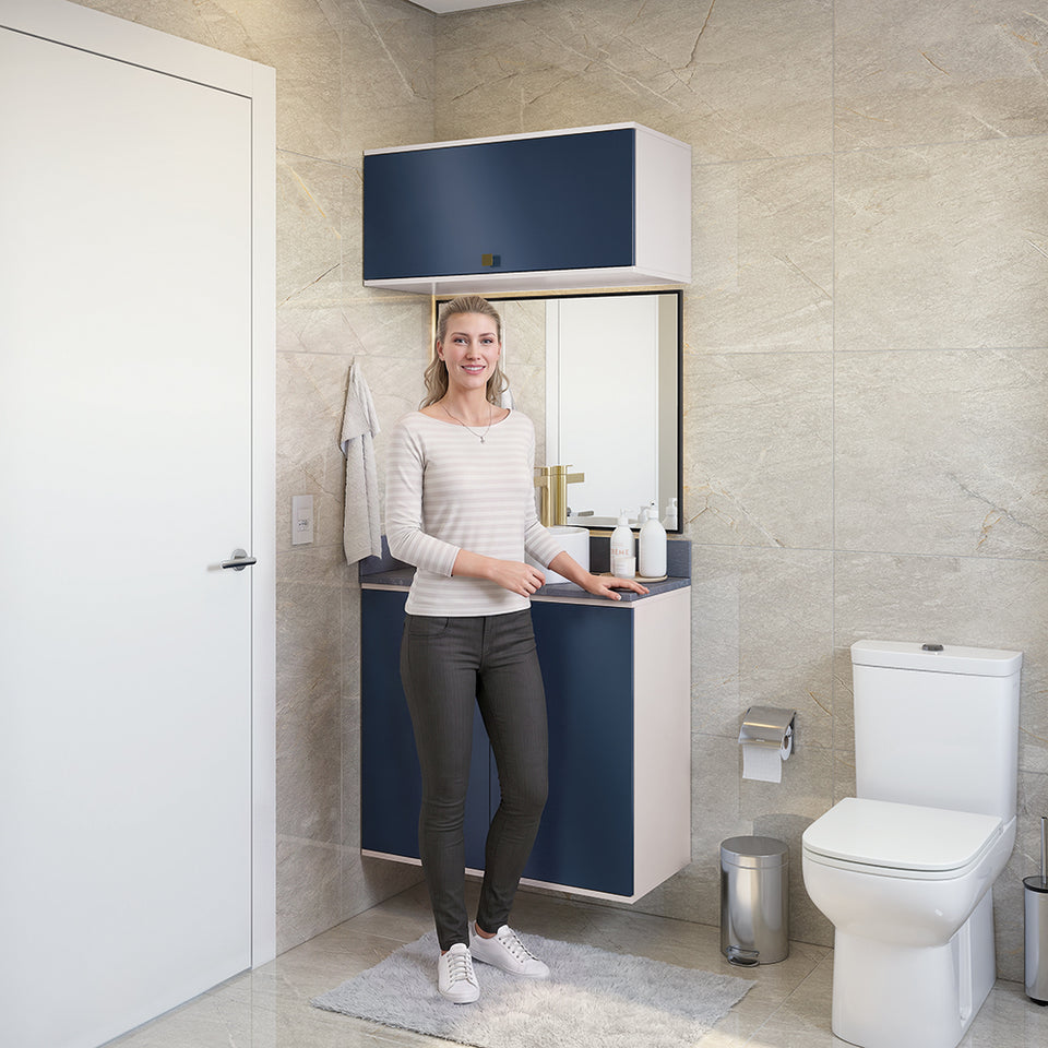Vanitory Baño Kappesberg 80cm MDF Blanco y Azul