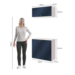 Vanitory Baño Kappesberg 80cm MDF Blanco y Azul
