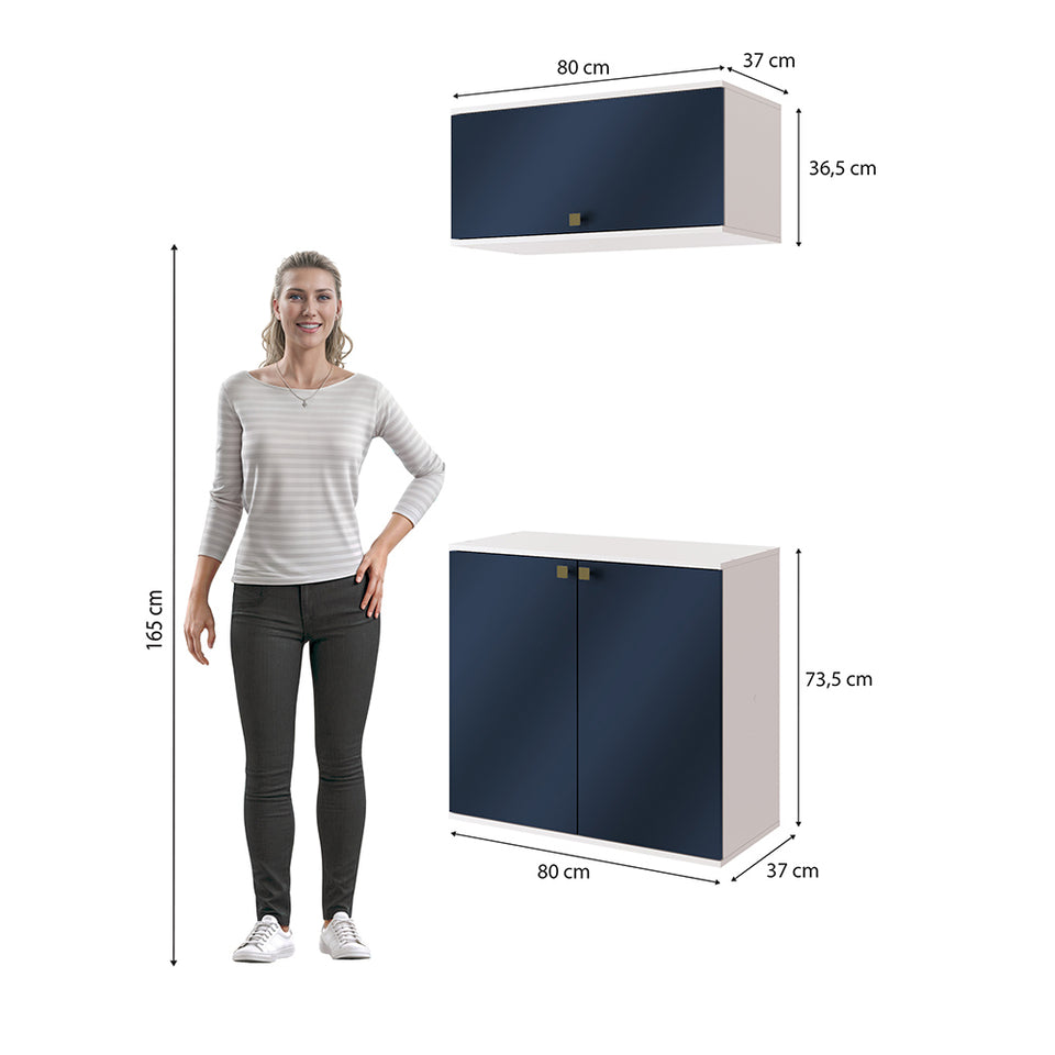 Vanitory Baño Kappesberg 80cm MDF Blanco y Azul