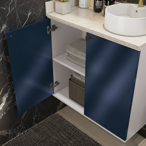 Vanitory Baño Kappesberg 80cm MDF Blanco y Azul