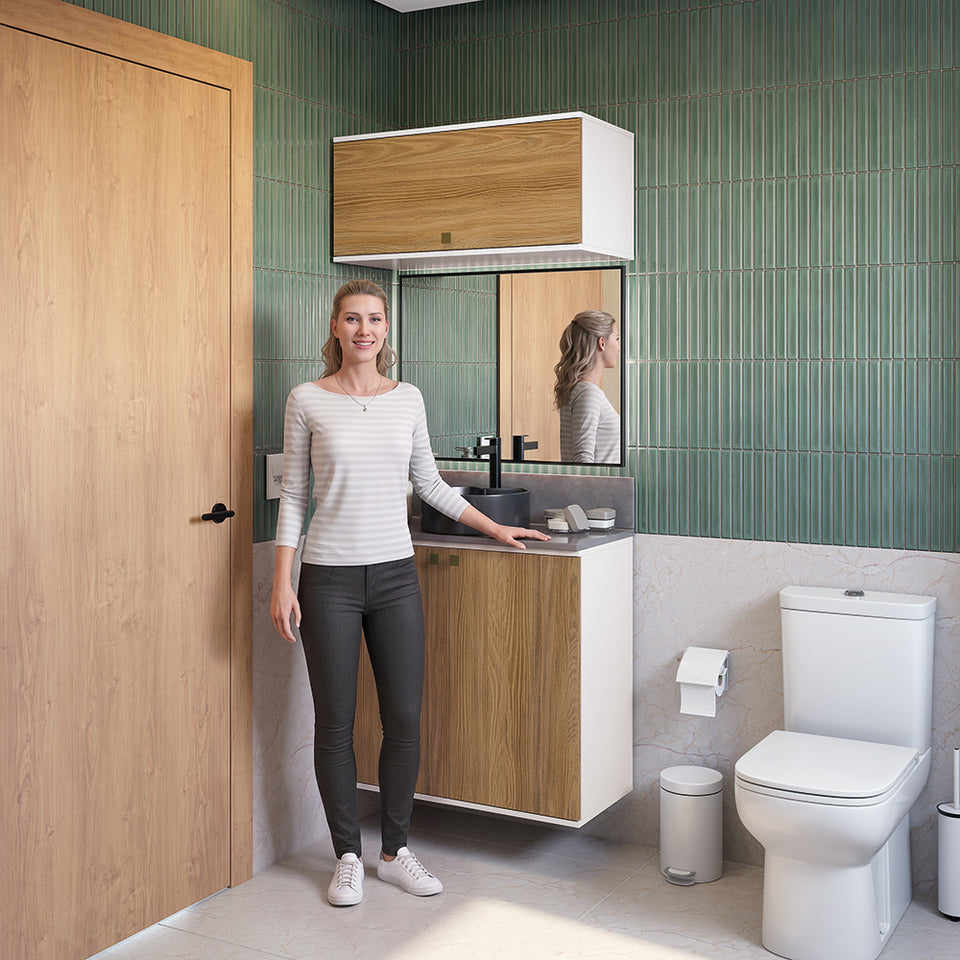 Vanitory Baño Kappesberg 80cm MDF Blanco y Marrón