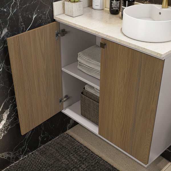 Vanitory Baño Kappesberg 80cm MDF Blanco y Marrón